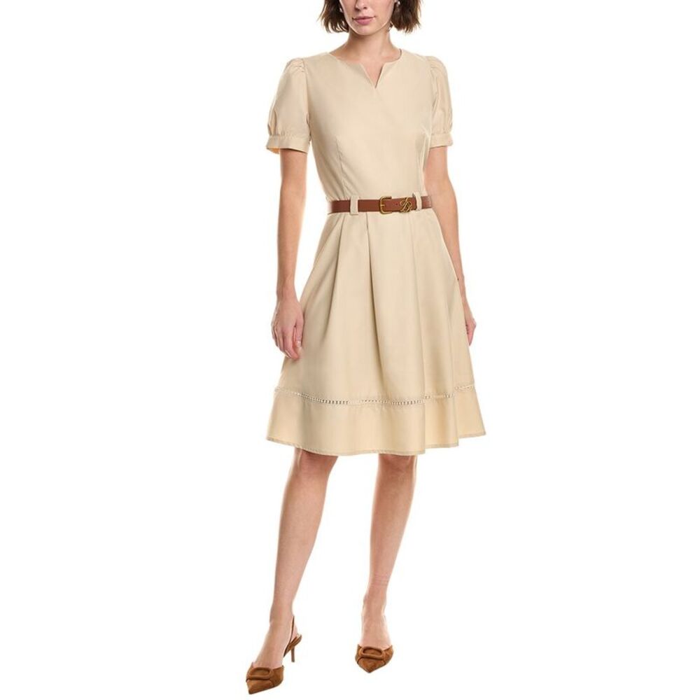 Pascale La Mode Womens  Premium Belted Dress, Tan